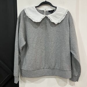 Peter Pan Collar Women’s Gray Sweatshirt Size Medium Coquette Twee